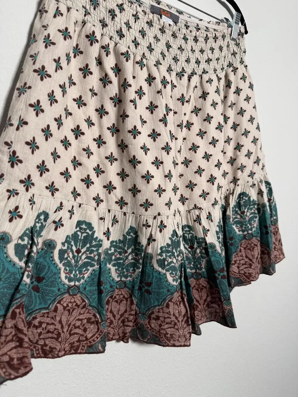 Bohemian Patterned Skirt‎ with Floral Border